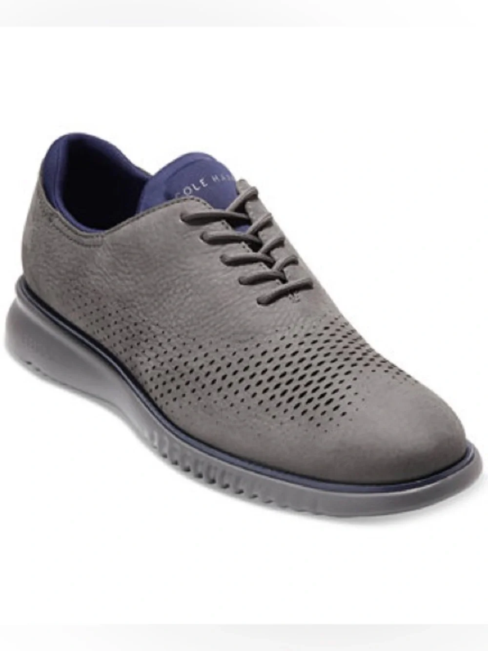 Cole Haan Grand.OS Perforated Nubuck Oxford Sneakers | Gray/Navy | Men’s 9M